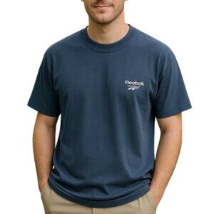 Reebok Embroidered Logo Tee Shirt Short Sleeve Crewneck Blue Large